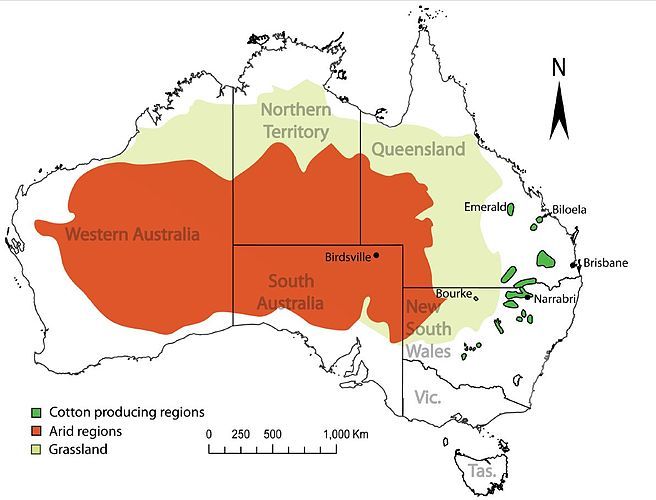 AustraliaMapArid&Cotton