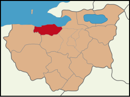 Map showing Mudanya District in Bursa Province