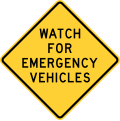 W11-12T Watch for emergency vehicles