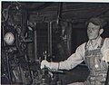 Canadian, Texas. Engineer John Morris Price bringing the Madame Queen back into Amarillo, TX from Canadian, TX in 1950.