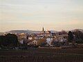 Picturesque view from a nearby hill at sunset