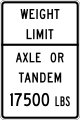 R12-2bT Weight limit, axle or tandem XX lbs