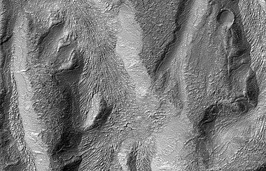 Surface features that show down hill movement, as seen by HiRISE